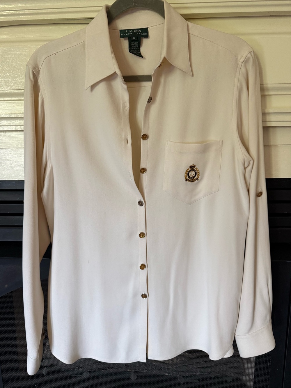 Vintage Ralph Lauren cream silk button up shirt 6
